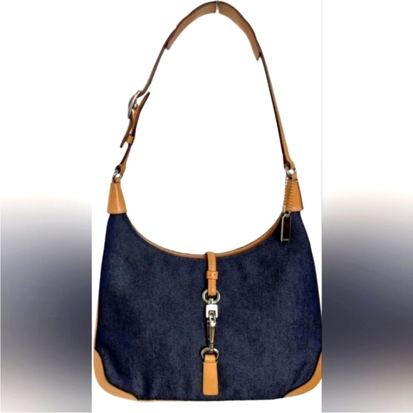 Vintage Coach Hamilton Hobo Denim Handbag Blue Y2K Rare Leather - Picture 2 of 7